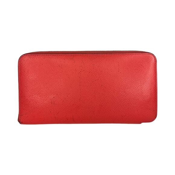 Hermès Silk-In Long Zip Wallet Red Epsom Leather Belt Strap Print Luxury Silk - Picture 1 of 16
